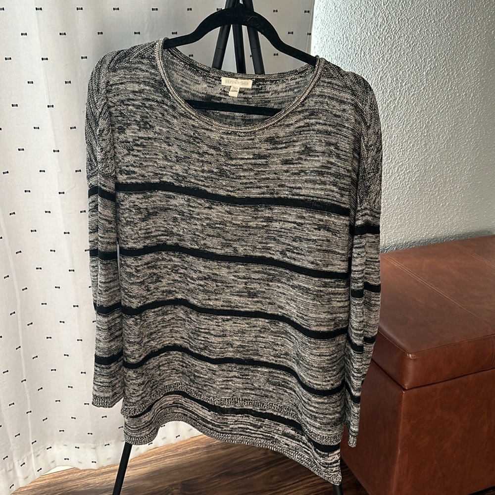 Eileen Fisher Hi-Lo Striped Sweater